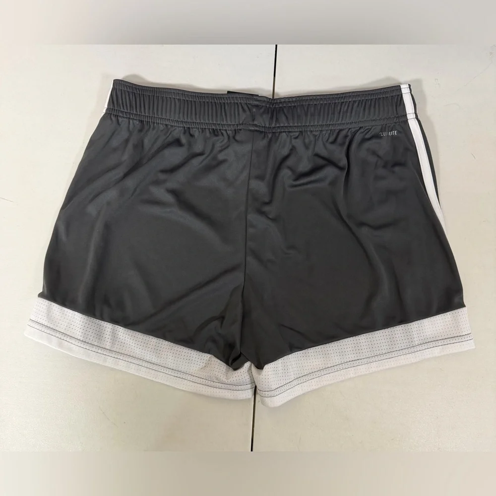 NWT Adidas Women’s Climalite Soccer Shorts, Grayw/white stripes MED Tastigo 19 - Picture 9 of 12